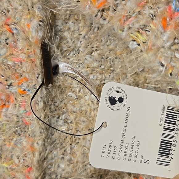 NWT Free People Stardust  Beige Conch Shell Combo Cozy Crop Sweater Size S - Picture 3 of 9